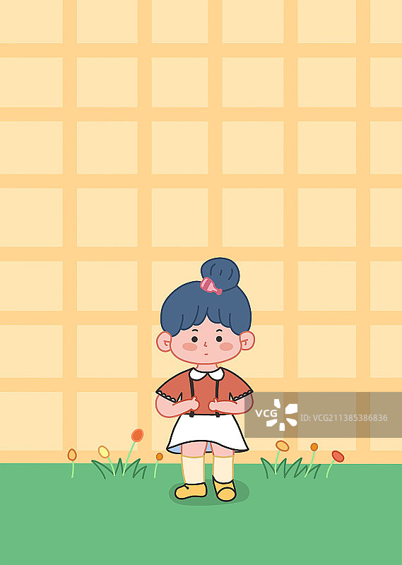 简笔画小女孩插画图片素材