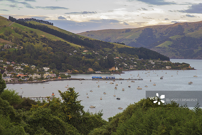 秋季的新西兰南岛阿卡罗阿风光图片素材