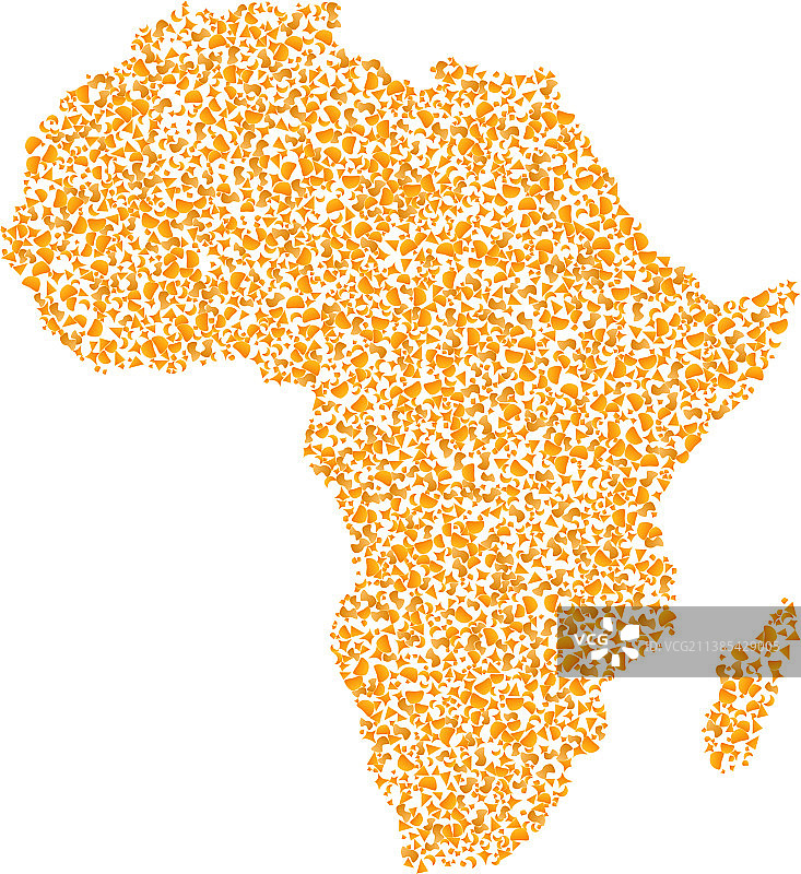 非洲马赛克地图 - 金色碎片构成图片素材