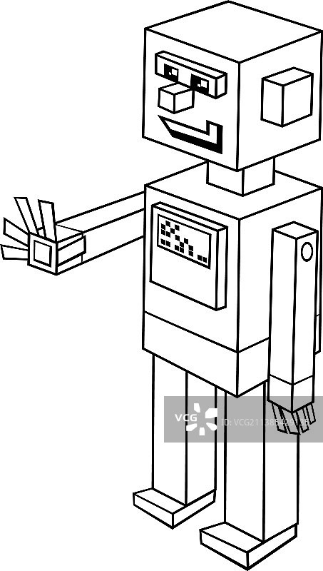 卡通滑稽机器人奇幻角色填色图片素材