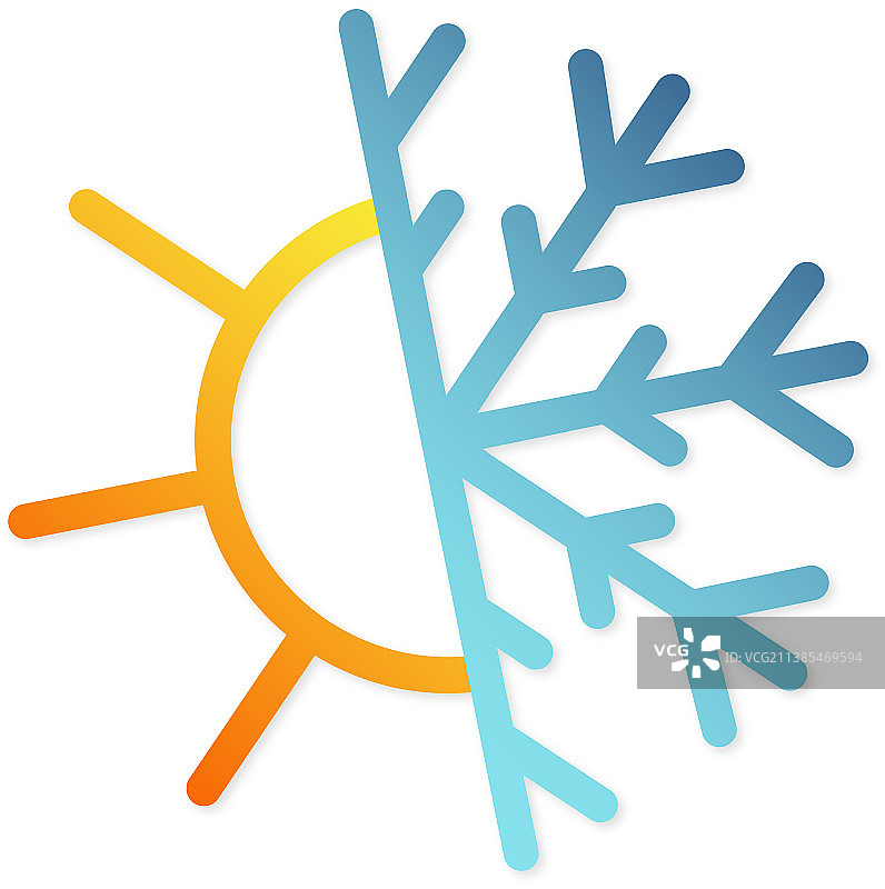 空调雪花和太阳轮廓图片素材