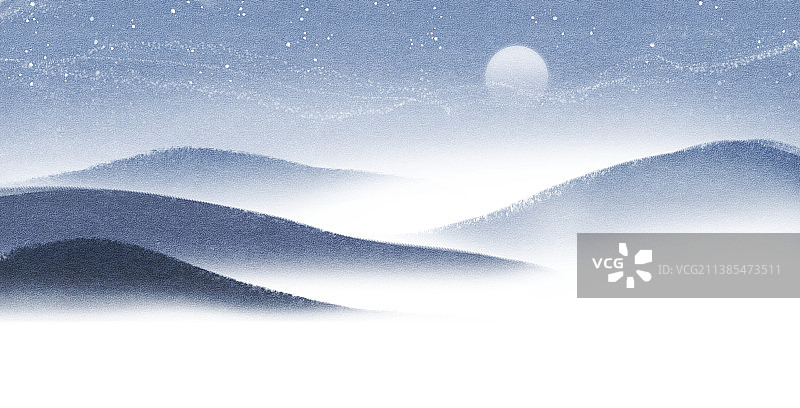 新中式风格山水风景插画图片素材