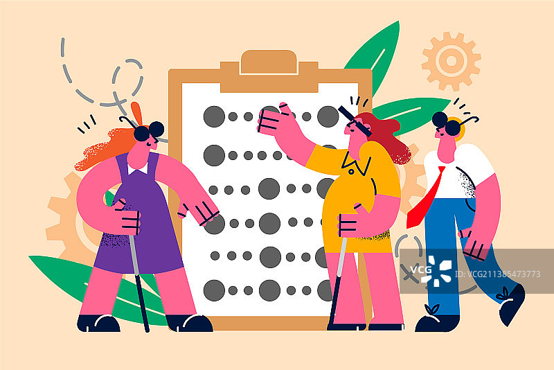 残疾人学习盲文图片素材