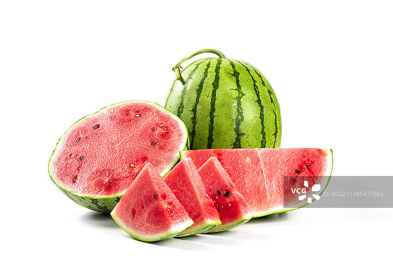 白底上切开的西瓜图片素材