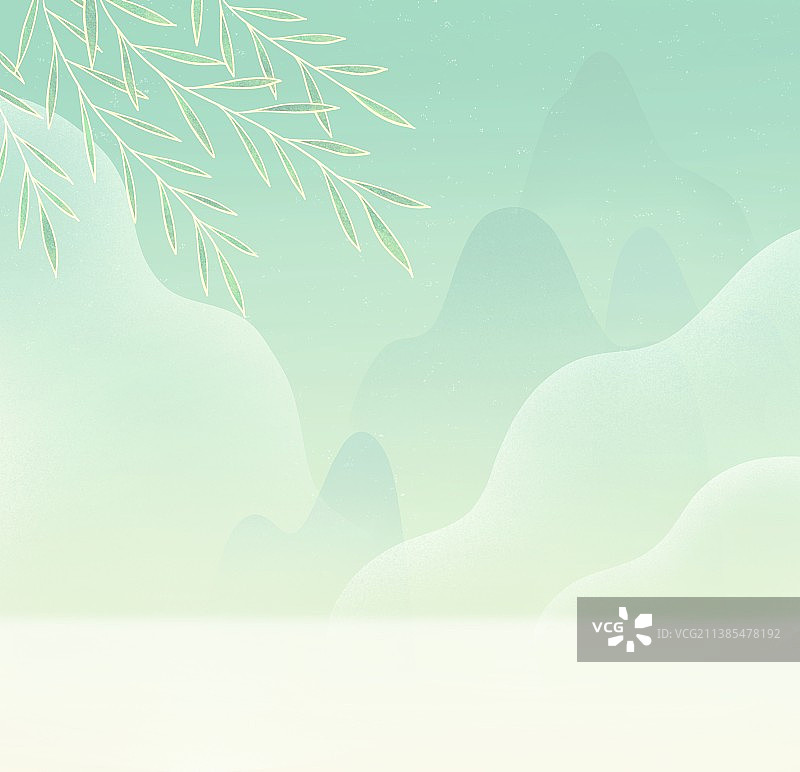 青色朦胧云雾山湖图片素材