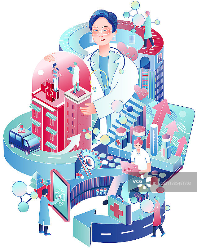 医疗2.5D插画图片素材
