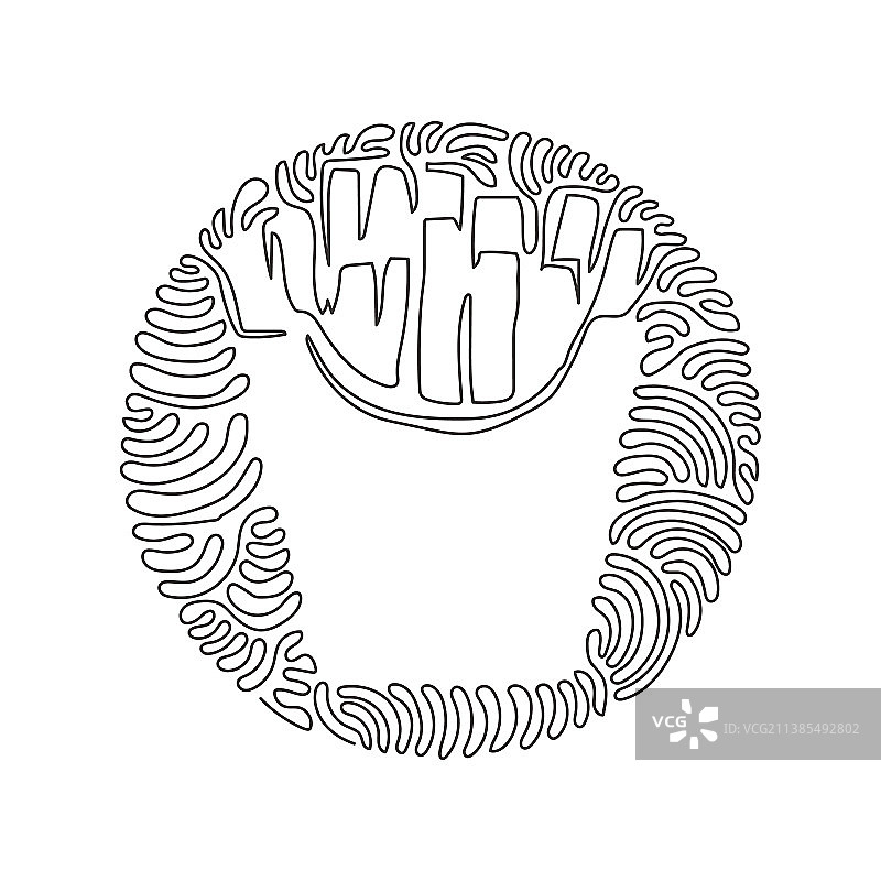 连续单线绘制纸袋薯条图片素材