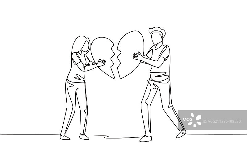 单线画：伤心欲绝的夫妇图片素材