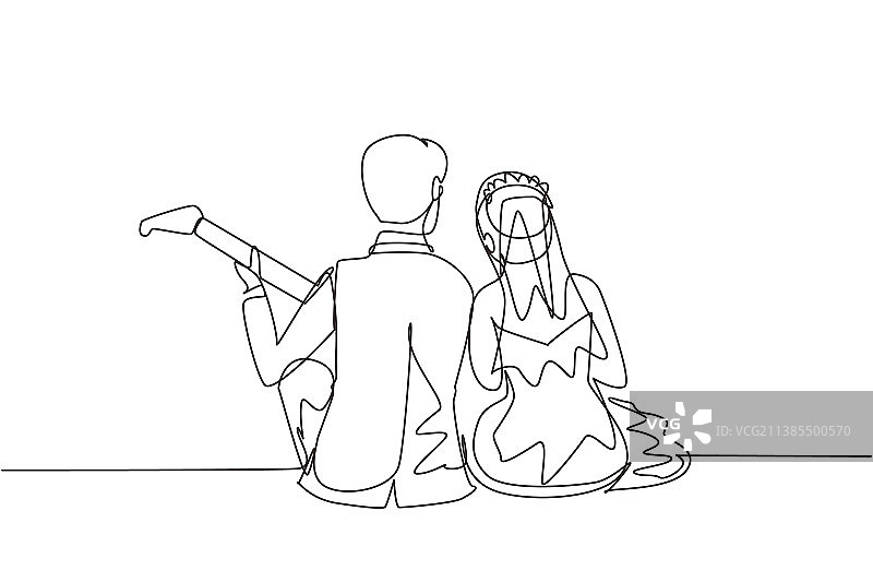 单线连续绘画：已婚夫妇图片素材