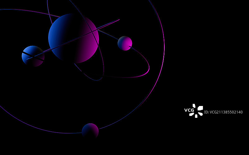 抽象模拟行星轨道,科学实验细胞化学分子图片素材