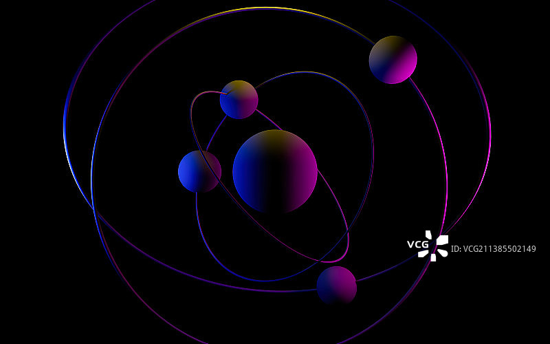 行星环绕轨道,元宇宙太空星球插画图片素材