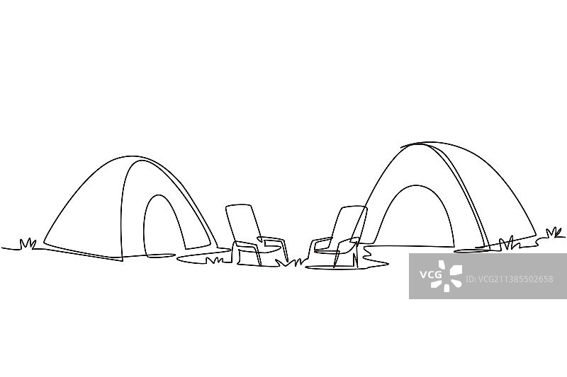 露营景观单线绘画图片素材