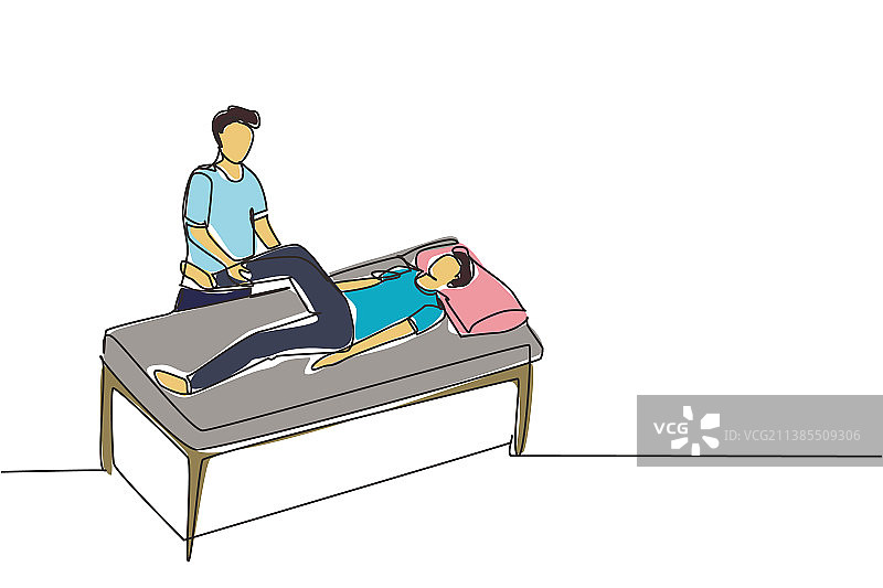 男人躺着单线连续画图片素材