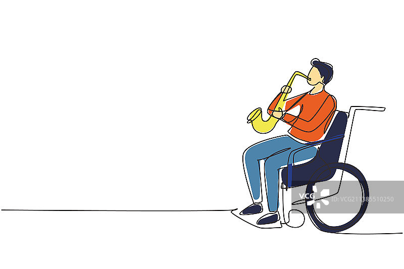 男人坐着的连续单线绘画图片素材