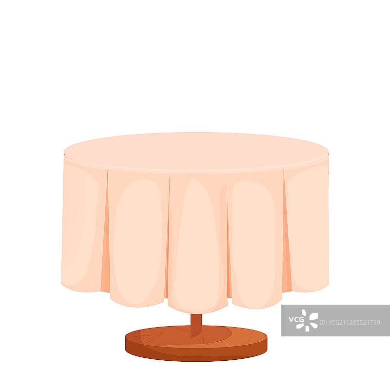 卡通风格的带桌布圆形木桌图片素材
