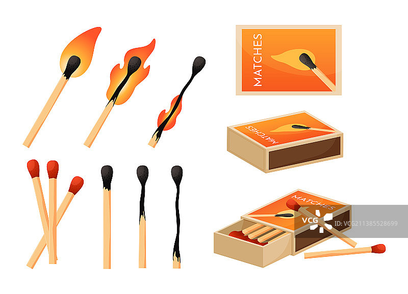 卡通火焰木制火柴图片素材