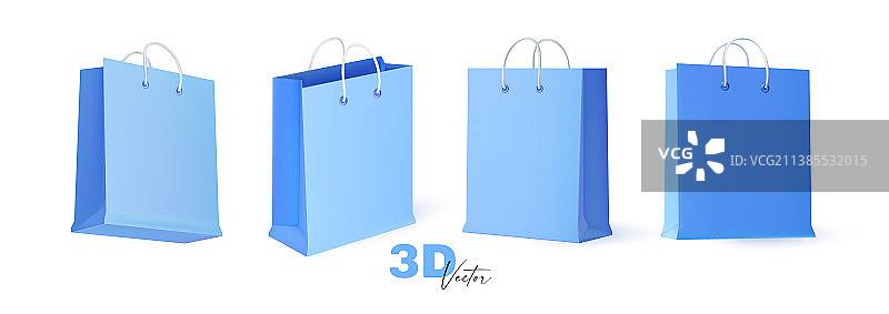 蓝色纸质带手柄礼品袋图片素材