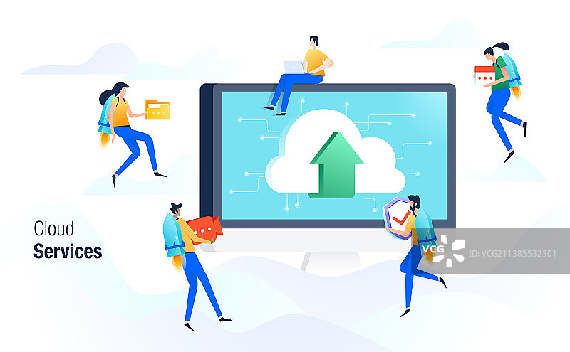 云计算服务团队协作图片素材