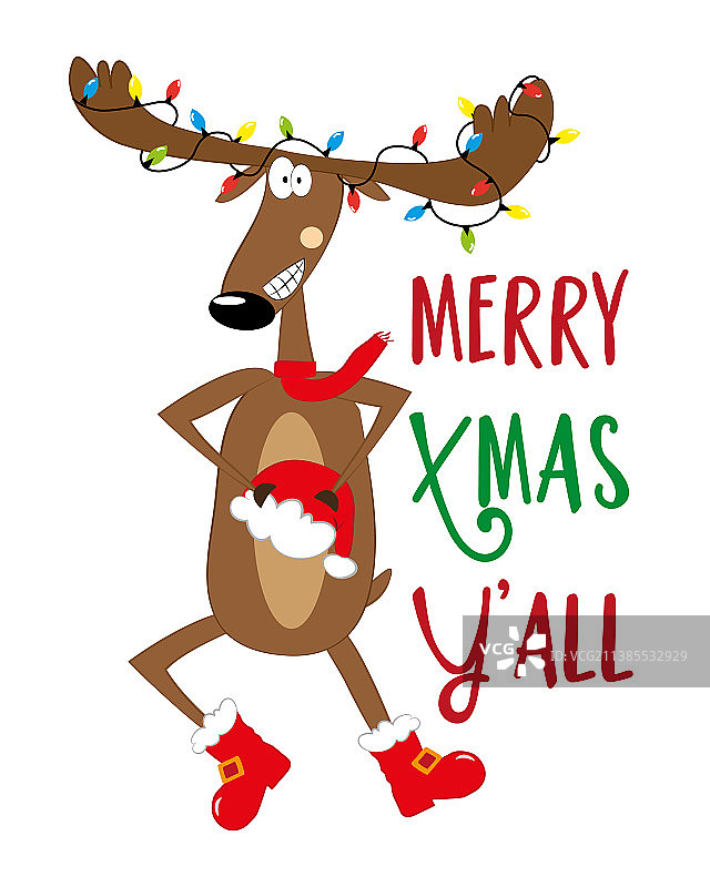 圣诞快乐 - 有趣的圣诞驯鹿图片素材