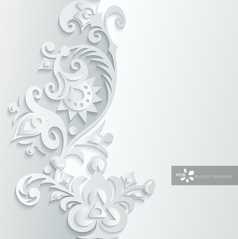 复古剪纸风格鲜花枝条图片素材