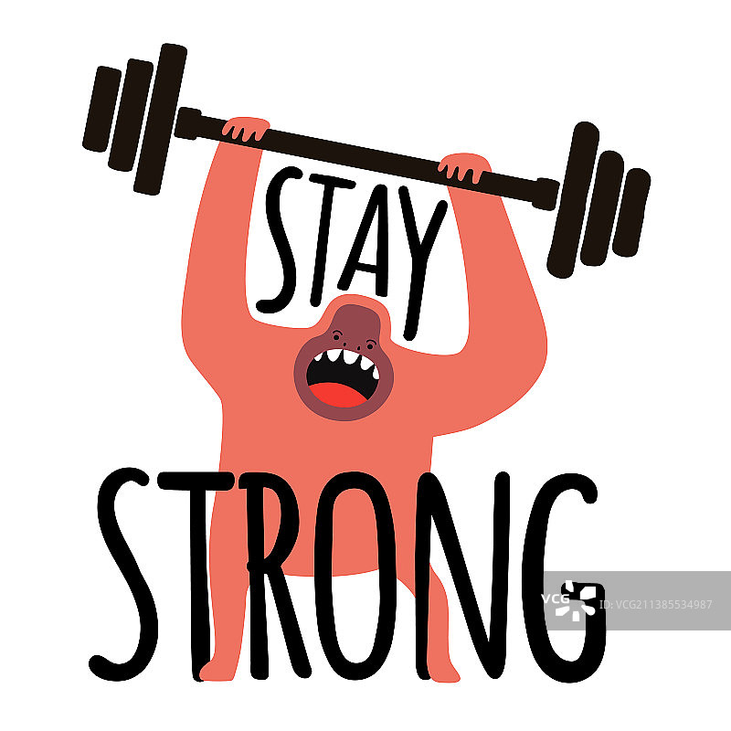 举着杠铃保持强壮姿势的大猩猩图片素材