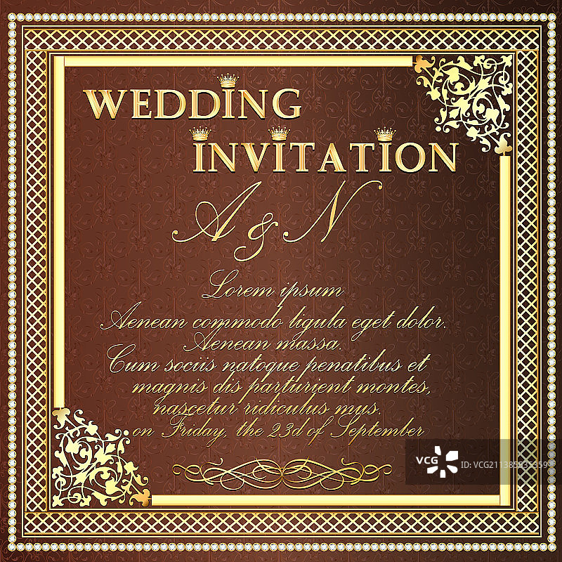 带金色装饰的婚礼邀请函图片素材