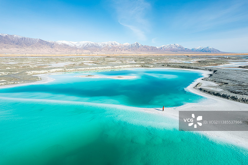 青海海西州大柴旦翡翠湖自然风光图片素材