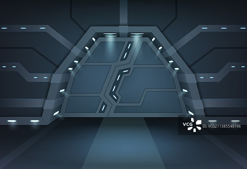 未来感金属推拉门逼真室内图片素材