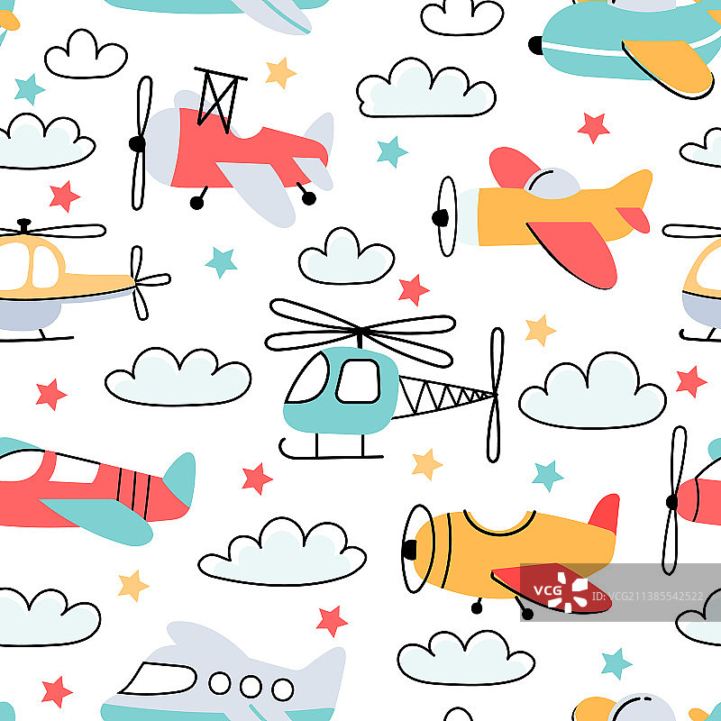 卡通儿童男孩无缝图案图片素材