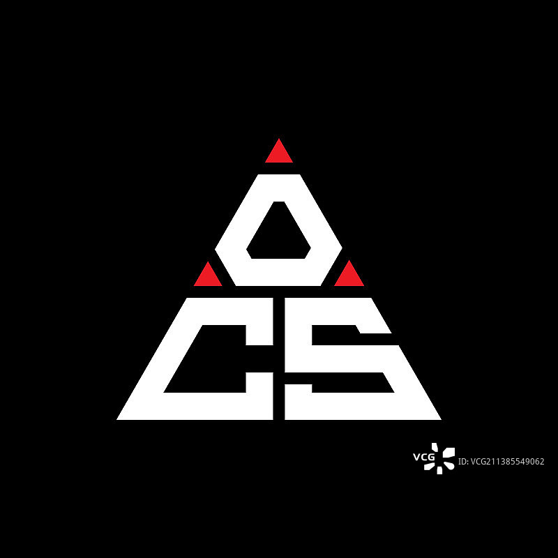 带有三角形的OCS三角形字母标志设计图片素材