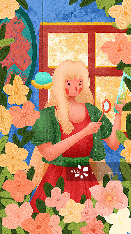 爱丽丝扁平肌理插画图片素材