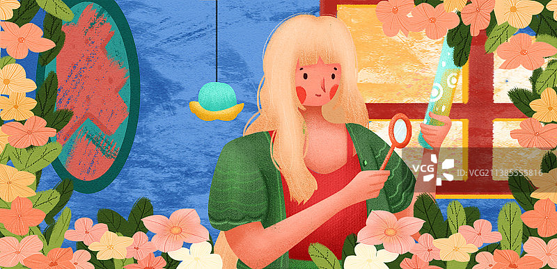 爱丽丝扁平肌理插画图片素材