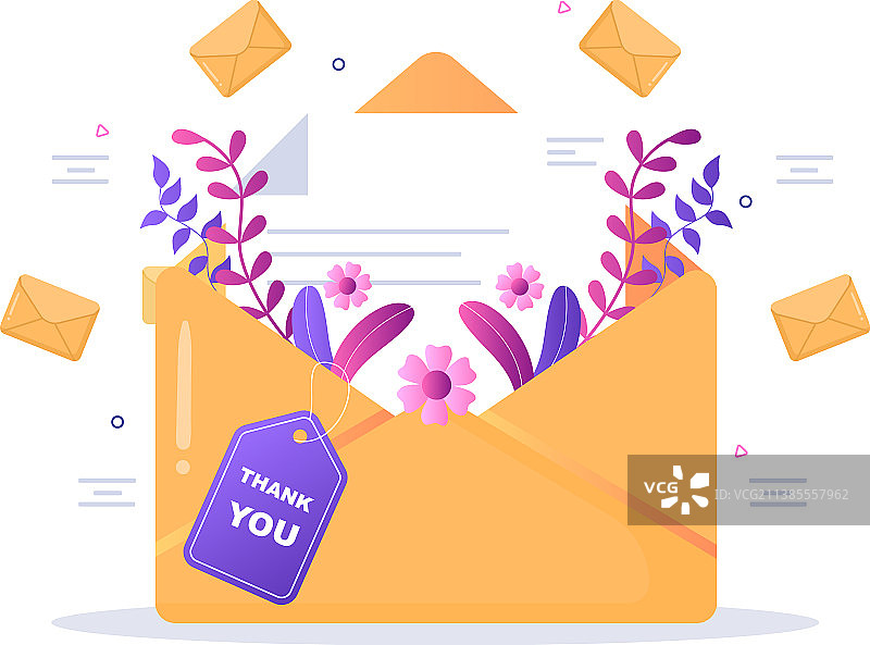 带信封的邮件感谢banner扁平设计图片素材