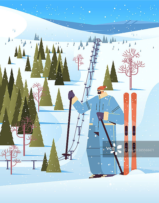 滑雪男子和女子滑雪运动图片素材