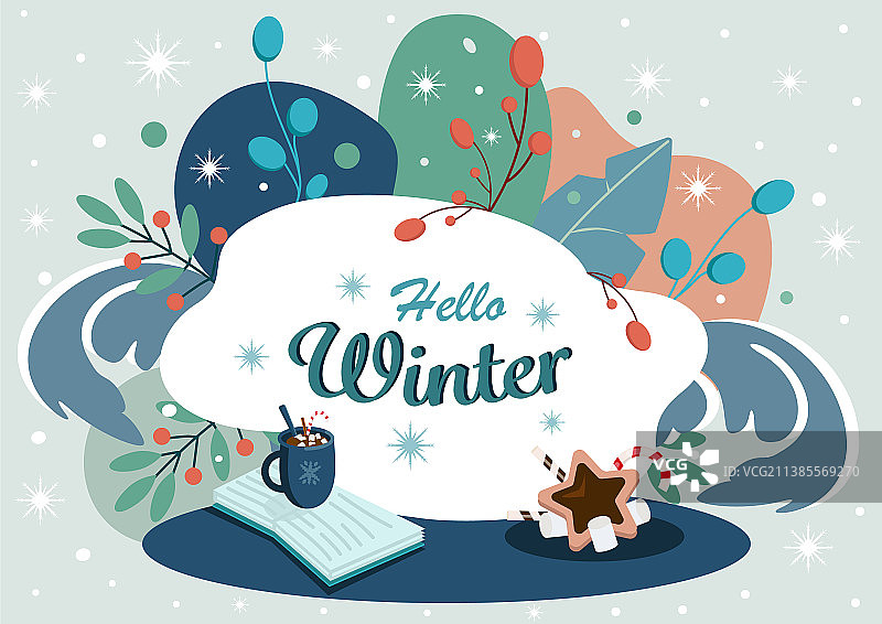 色彩缤纷的冬季雪花背景图片素材