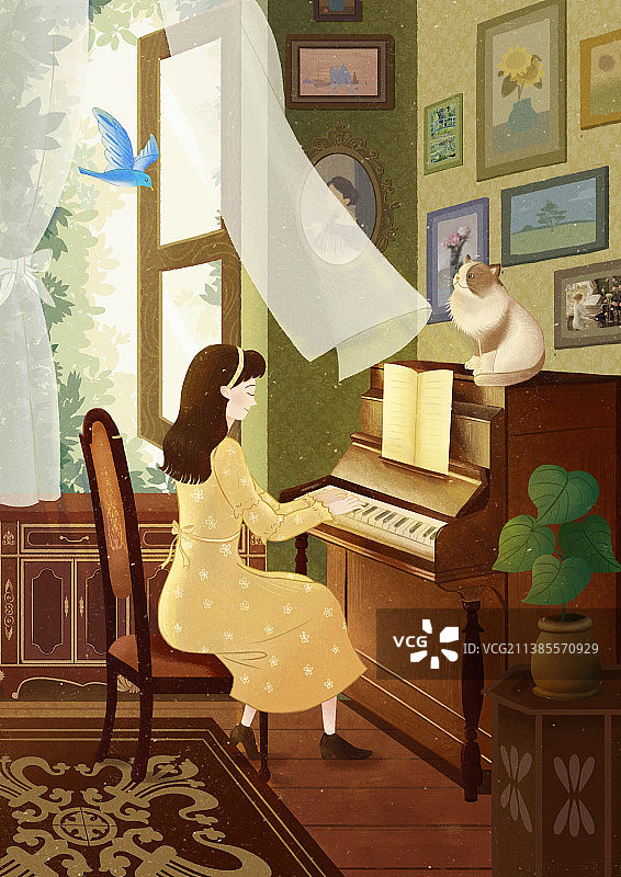 复古场景-美妙钢琴曲图片素材