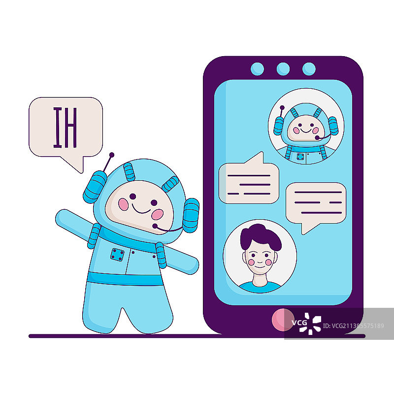 聊天机器人概念，人们使用智能手机聊天图片素材