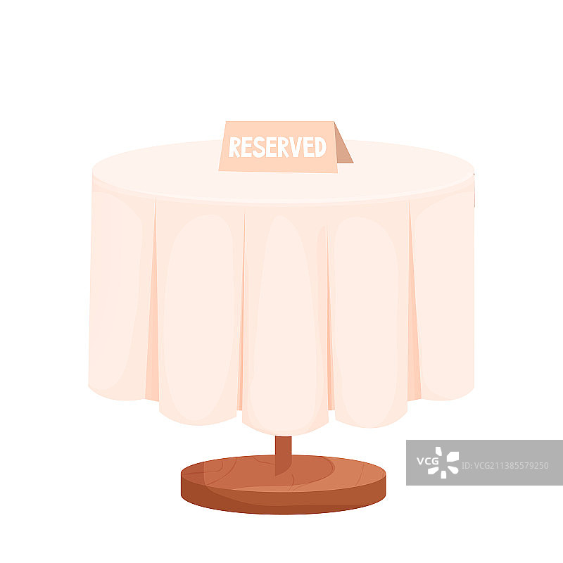 铺有桌布的木制圆桌与预留牌图片素材