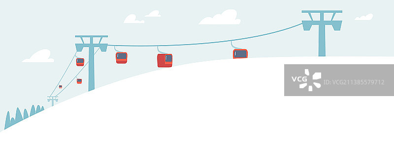 冬季山地度假胜地缆车风光图片素材