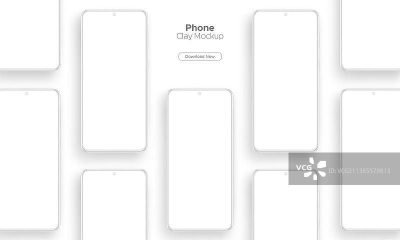带有空白屏幕的黏土无框手机模型图片素材