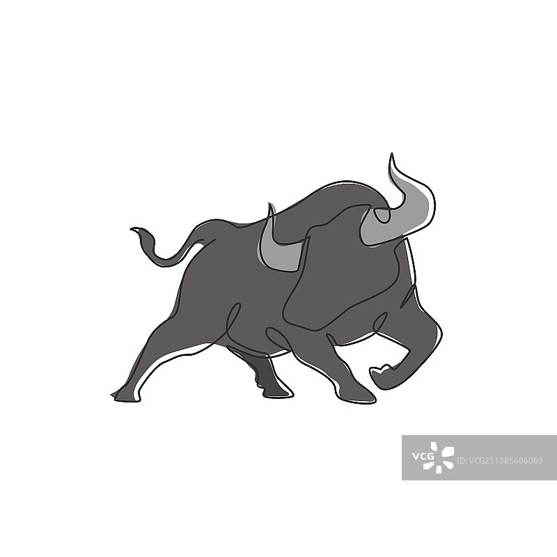 单线优雅水牛画图片素材