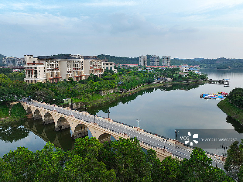 广东省惠州市惠城区汝湖雅居乐白鹭湖湿地公园沙滩航拍图片素材