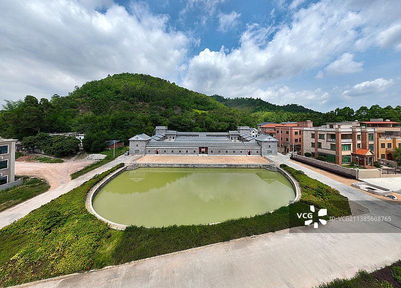 广东省惠州市惠阳区古屋三省堂围屋航拍图片素材