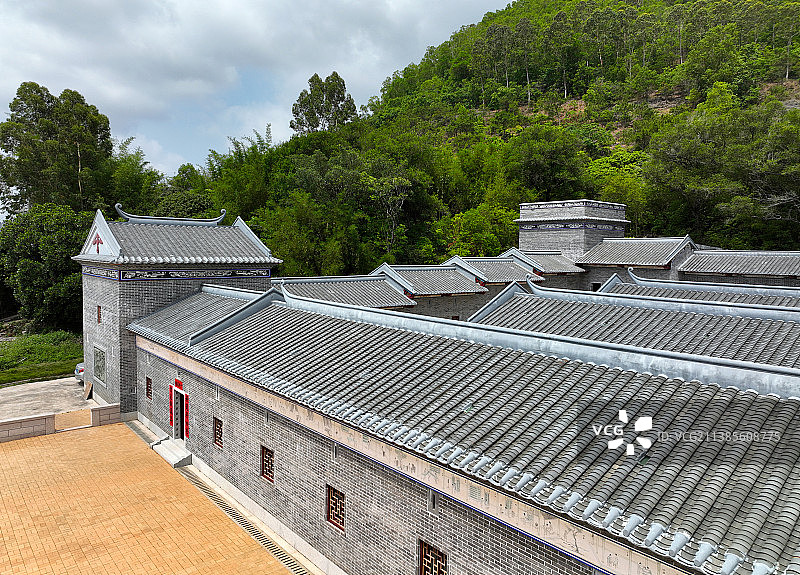 广东省惠州市惠阳区古屋三省堂围屋航拍图片素材