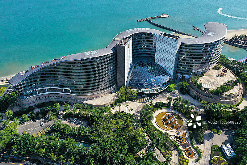 广东省深圳市盐田区大梅沙京基洲际度假酒店航拍图片素材