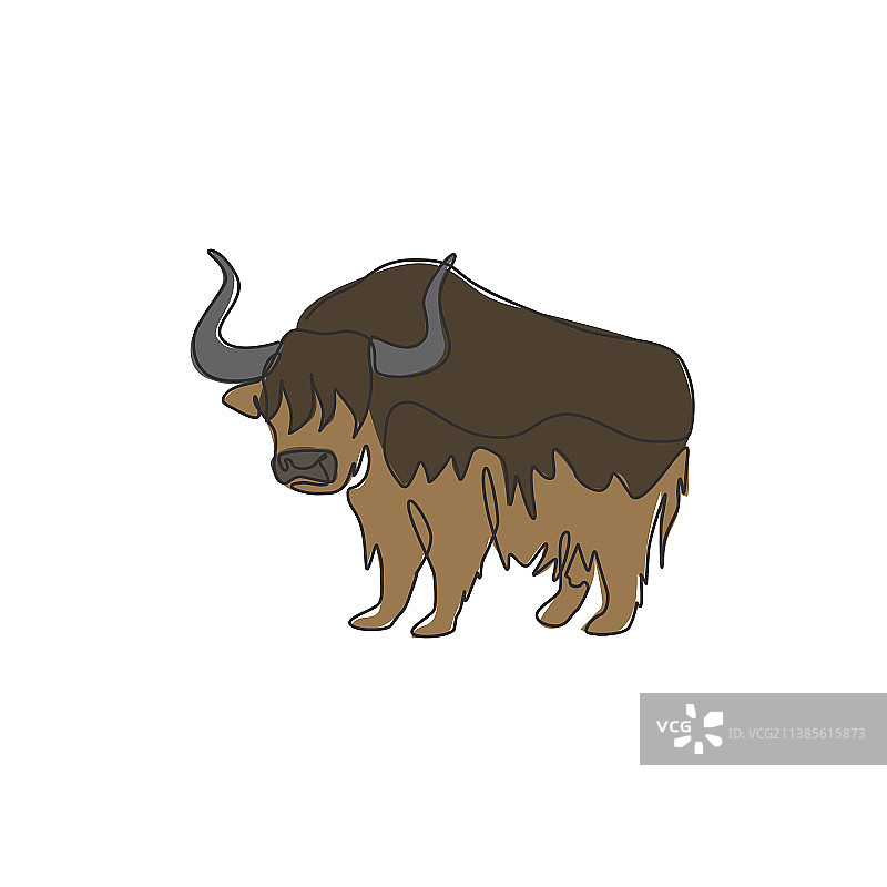 单线画勇敢的牦牛图片素材