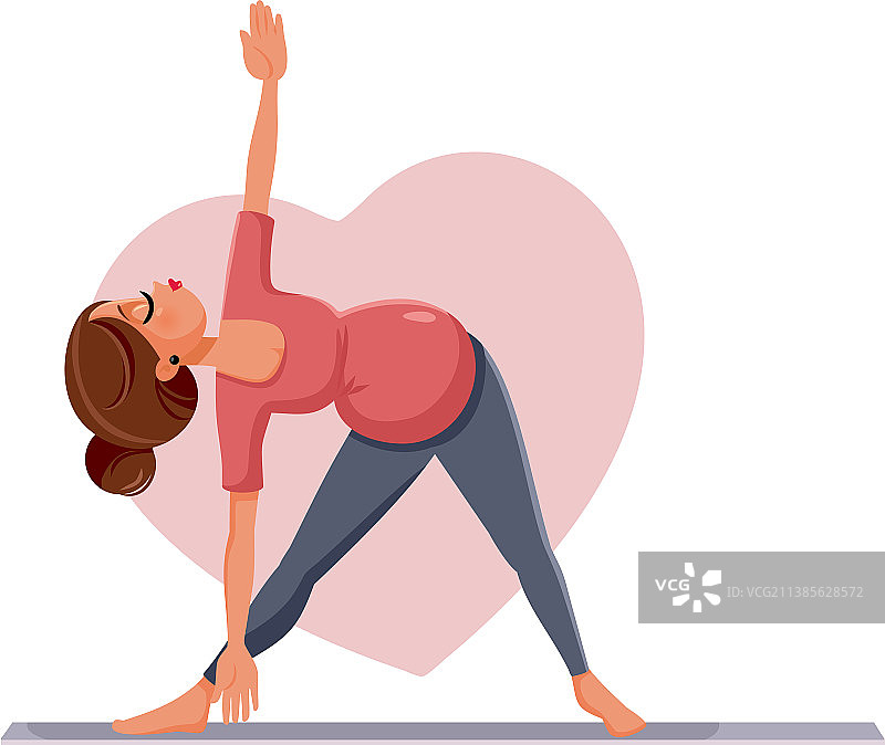 孕妇练习三角瑜伽图片素材