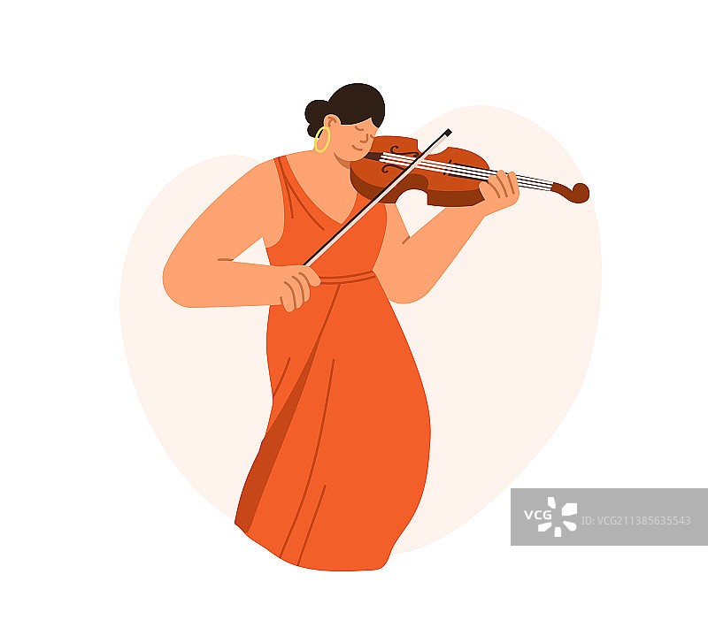 用弓演奏小提琴的女音乐家图片素材