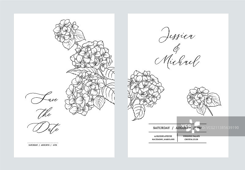 花卉邀请卡婚礼植物模板图片素材