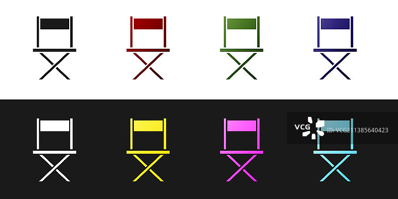 黑色背景导演椅电影图标套装图片素材